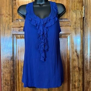 Navy Soft Extra Long Ruffle Tank